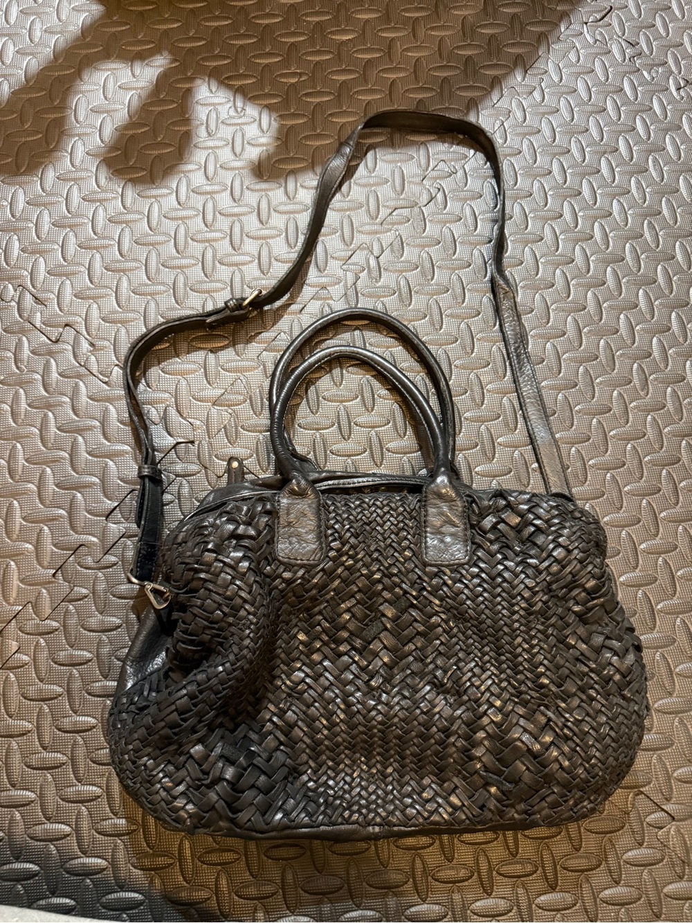 Free People Woven Satchel in black